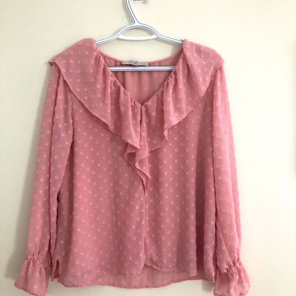LOFT Long sleeve ruffles blouse